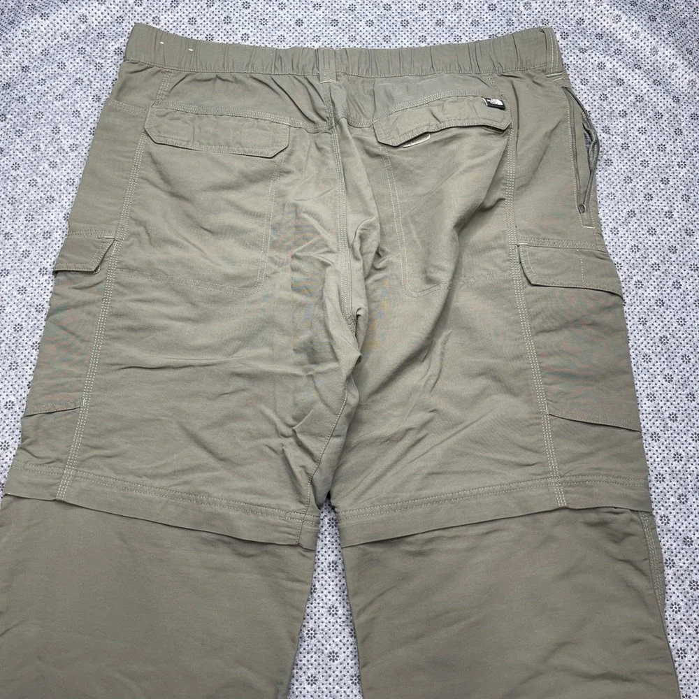 The North Face Mens XL Olive Green Convertible Zip Off Hiking Cargo Pants Belted